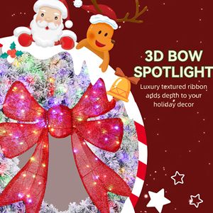 Ghirlanda Natalizia Pre-Illuminata da 48 Pollici con Fiocco Rosso 3D, 11 Modalità di Illuminazione, Telecomando, Decorazione per Porta d'Ingresso, Dimensioni 40cm - Product Image 6