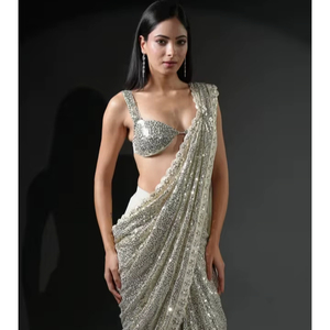 Sari KV Premium Luxe con Lentejuelas y Blusa sin Coser - Product Image 1