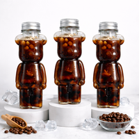500ml beren-vormige PET plastic fles met aluminium deksel en rietjegat voor dranken, 400ml versie beschikbaar