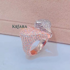 Bague en argent sterling 925 plaqué or rose avec moissanite en forme de cœur brisé, bijou élégant pour les couples et les événements spéciaux - Product Image 5