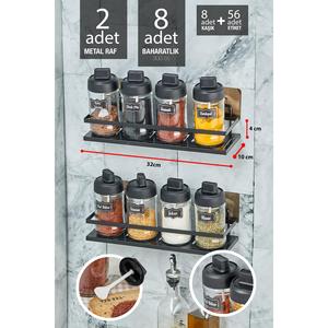 2 pezzi Set di barattoli di spezie da cucina adesivi in metallo 8 pezzi (30CM X 10CM)