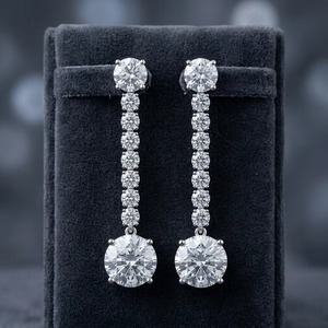 Pendientes colgantes solitarios de diamantes en cascada, joyería fina de metal precioso de lujo para mujer, elegante regalo nupcial - Product Image 2