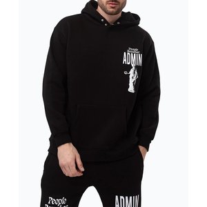 Ensemble de survêtement noir à capuche pour homme, imprimé Admin, en coton, style streetwear, coupe ample, manches longues, avec poches latérales, idéal pour l'automne - Product Image 3