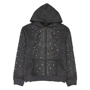 Rhinestone Fashion Hoodie Oversized Pullover Casual Streetwear Rhinestone Graphic Streetwear Hoodies - Product Image 1