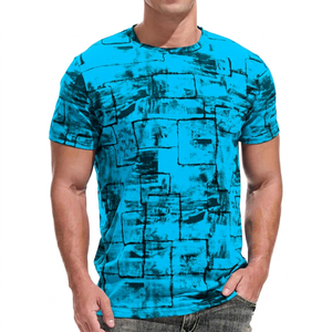 Men's <b>Red</b> Print Short Sleeve T-<b>Shirt</b> Slim Fit O-Neck Casual Knitted Breathable Polyester <b>Shirt</b> - Product Image 4