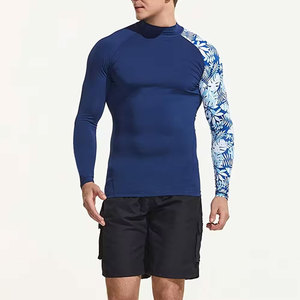 Chemise de compression anti-UV à manches longues pour homme, imprimé floral bleu, de haute qualité, légère, pour adultes - Product Image 1