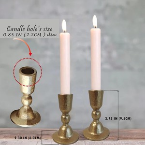 Ensemble de porte-bougies coniques en métal texturé doré de luxe, élégant support de bougie en aluminium moulé pour la décoration de centre de table de mariage - Product Image 6