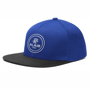 หมวกแก๊ปแบบ Snapback 6 แผงสองสีแบบกำหนดเอง – หมวกสตรีทแวร์ปีกแบนสีน้ำเงินและสีดำระดับพรีเมียม ขายส่งแบบ OEM - Product Image 4