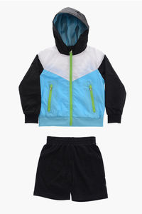 OEM Custom Lightweight Winter Cotton Hoodie Shorts <b>Set</b> Mens Premium Zip Front Athletic Streetwear Two Piece Casual Fashion - Product Image 2