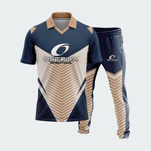 ชุดยูนิฟอร์มคริกเก็ตชาย ชุดเสื้อและกางเกงพิมพ์ลายด้วยความร้อน สำหรับทีม ผลิตจากโพลีเอสเตอร์ 100% ทนทาน น้ำหนักเบา แห้งเร็ว - Product Image 5