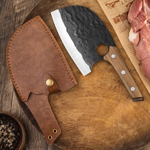 Custom Handmade Forged Carbon Steel Cleaver <b>Knife</b> Wood Handle Leather Sheath 8in 3.0mm Thick Blade Extra <b>Sharp</b> Modern - Product Image 1
