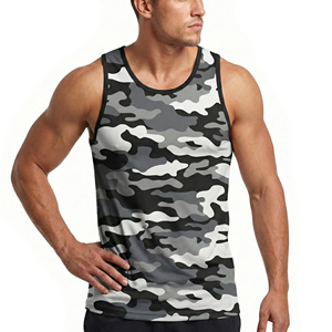 Wholesale Price Bulk Custom Print Camo Men's Tank Top Quick Dry Performance Apparel High Intensity Gym Training Casual Tank Tops - Product Image 4