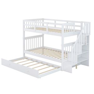Letto a castello bianco a due piazze con letto estraibile a due piazze per adulti, per camera da letto o dormitorio, letti per bambini, vecchio SKU LP000209AAK - Product Image 4