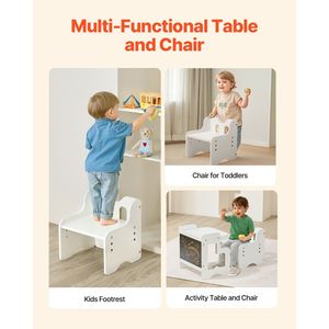 Montessori 3-in-1 Wooden Toddler Table Chair <b>Set</b> with Adjustable Height <b>Weaning</b> Table and Chalkboard for Kids' Furniture - Product Image 6