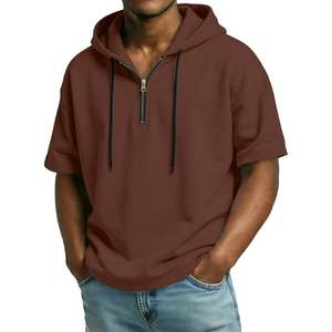 Sudadera con Capucha de Manga Corta para Hombre, Estilo Retro, 100% Algodón, 280g, con Cierre de Cremallera 1/4, Talla Grande, Diseño Personalizado, Fabricación OEM, Venta al Por Mayor - Product Image 5