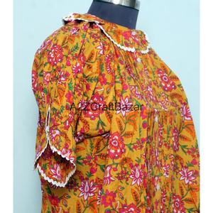 Blusa india hecha a mano 100% algodón puro para mujer, tela de alta calidad con estampado en bloque, blusa corta informal de verano. - Product Image 5