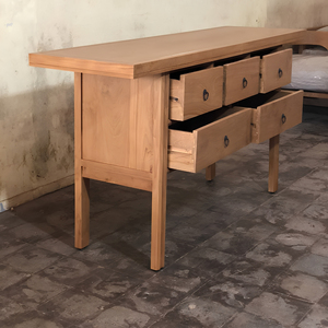 Console en teck massif sur mesure avec tiroirs, meuble d'entrée de style moderne du milieu du siècle pour projet hôtelier Indonésie Jepara - Product Image 5