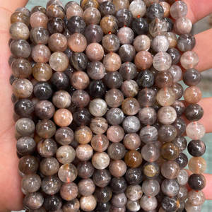 Perles de pierres précieuses naturelles rondes de qualité supérieure, en pierre de lune noire naturelle, lisses et en vrac, vente en gros - Product Image 2