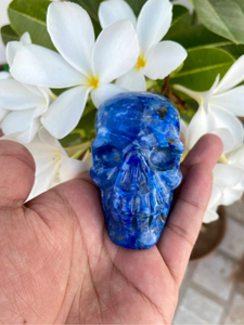 Calavera de Lapislázuli Natural Tallada a Mano |   Escultura de Calavera de Cristal con Gema Azul |   Proveedor Mayorista de Decoración Gótica - Product Image 1