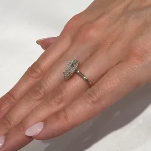 Anillo de Compromiso Vintage con Corte Princesa de Moissanita, Plata 925 Chapada en Oro Amarillo, Joyería Fina TISHYA DIAMOND, Anillo de Boda - Product Image 5