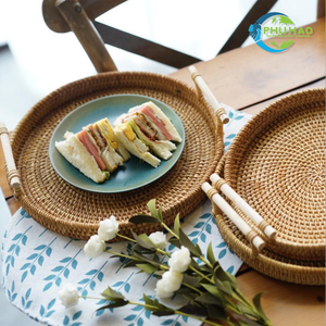 Durable Eco-Friendly Handwoven Rectangular Wicker RATTAN <b>BASKET</b> / <b>TRAY</b> 3-Piece for Bread Fruit and Kitchen Counter Storage - Product Image 4