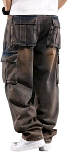 Pantalones Cargo de Cintura Alta para Hombre TITAN TREAD WEAR, Ecológicos, Lavados con Piedras, Estilo Workwear de Algodón de Peso Medio, Múltiples Bolsillos, con Botones - Product Image 3