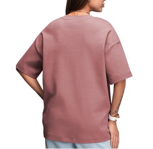 เสื้อยืดคอกลมแขนสั้นทรงโอเวอร์ไซส์สำหรับผู้หญิง ผ้าฝ้าย 100% สีพื้น ทรงหลวม ใส่ได้ทุกฤดู เสื้อถักเจอร์ซีย์ - Product Image 1