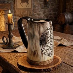 Corne à boire médiévale authentique 100% artisanale en corne de buffle Viking, écologique, pour fêtes, restaurants, vacances et amateurs - Product Image 5