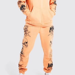 High Quality Breathable Eco-Friendly Hooded Casual Unisex <b>Track</b> <b>Suits</b> 2-Piece 100% Cotton Custom Logo Bulk Sweat <b>Suit</b> Sets - Product Image 5