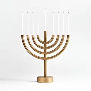 Candelabro Metálico de 9 Brazos para Menorah, Portavelas Judío para Hanukkah, Decoración Religiosa para el Hogar - Product Image 4