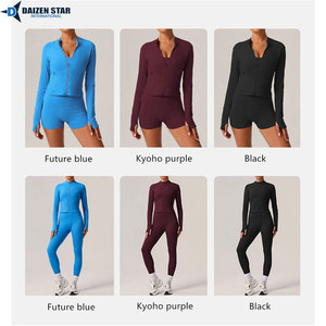 Solid Women's Yoga Set Seamless Gym Wear Fitness Sportswear 2 Piece Set Elastic Waist Front Logo - Product Image 3