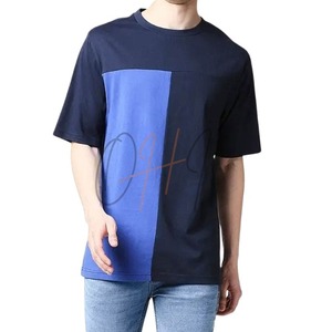 Camiseta de Manga Corta para Hombre, Color Azul Marino, Cuello Redondo, con Estampado Tie-Dye en la Parte Delantera, Tejido de Jersey Transpirable, Estilo Casual Holgado, 100% Algodón - Product Image 3