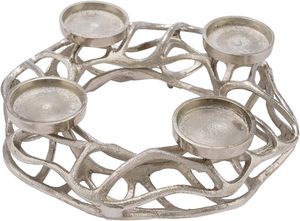 Support de bougie chauffe-plat en aluminium argenté Ambient Living à 4 bras, résistant à la chaleur, décoration d'intérieur, candélabre en métal - Product Image 5
