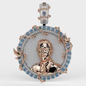 จี้โมอิสซาไนต์แบบกำหนดเองประดับเพชร 925 เงินแท้ ชุบทอง ชุบโรเดียม สไตล์ฮิปฮอป ทรงกลม 3 มิติ VVS พร้อมใบรับรอง - Product Image 4