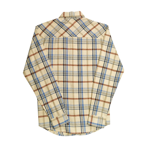Camisa de Franela a Cuadros para Mujer, Camisas de Franela Beige para Hombre, Camisa de Franela con Borde Crudo - Product Image 2
