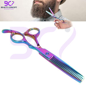 Ciseaux à effiler les cheveux multicolores avec poignée antidérapante, 6,0 pouces, ciseaux de barbier en acier inoxydable haute dureté, outils pour cheveux - Product Image 4