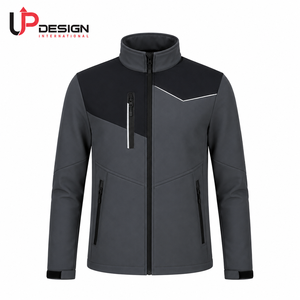 Veste softshell grise pour homme, personnalisée, imperméable, coupe-vent, doublée de polaire, pour la randonnée en plein air, vêtements de travail, veste tactique avec logo - Product Image 2