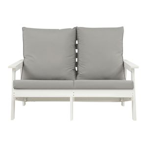 Canapé d'extérieur HIPS avec coussin, design imitation bois, coloris blanc/gris - Product Image 3