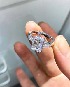 Hot Sale 925 Sterling <b>Silver</b> <b>Emerald</b> Cut Moissanite Diamond <b>Ring</b> for Festival and Special Occasions Use for Bulk Quantity - Product Image 4