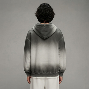 Sudadera con capucha para hombre, estilo casual de invierno, 100% algodón grueso, corte holgado, estilo urbano con cremallera efecto spray. - Product Image 3