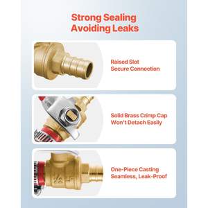 Juego de 10 piezas, válvula de bola de latón PEX de puerto completo de 1/2 pulgadas, válvulas de bola de alta calidad para sistemas PEX - Product Image 6