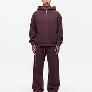 Men's Solid Color Hooded Tracksuit Full Length Loose Fit Casual Sweatshirt And <b>Pants</b> Set Autumn Wear 100% Cotton Breathable - Product Image 6