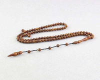Tasbih turc en bois de coca, islamique, naturel, 6 à 10 mm, 99 perles, finition brillante, à suspendre au mur, fait main