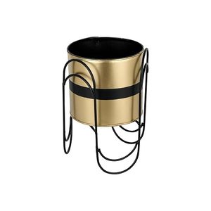 Modern Gold Plated Metal Flower <b>Pot</b> With Circular Wire Stand For Indoor Desktop Planters Minimalist Design - Product Image 4