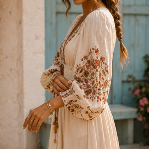 Women <b>Boho</b> Print Maxi <b>Dress</b> Cotton Viscose Breathable Anti-Pilling Long <b>Summer</b> <b>Dress</b> - Product Image 5