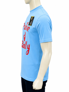 Puke Rally Printed Men's Light Blue Short Sleeve T-Shirt Regular Fit O-Neck Casual Jersey Cotton 180g Front <b>Logo</b> - Product Image 2