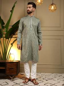 Kurta pyjama indien pour homme, style Heavy Look, avec broderies riches, idéal pour les festivals et les mariages. - Product Image 5