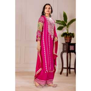 Ensemble de salwar kameez pour femmes, vêtements de soirée, avec des travaux de miroir réels - Product Image 3