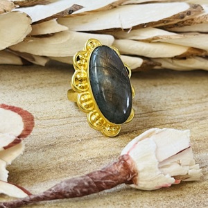 Unique Latest Labradorite Brass <b>Ring</b> 18k <b>Gold</b> Plated <b>Cocktail</b> Floral <b>Ring</b> Statement Gemstone Vintage <b>Ring</b> Women Wholesale <b>Ring</b> - Product Image 3