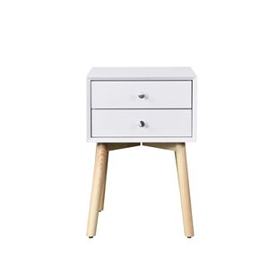 Metà del secolo moderna armadio a 2 cassetti con gambe in legno di gomma tavolino bianco per camera da letto mobili da soggiorno comodini - Product Image 2
